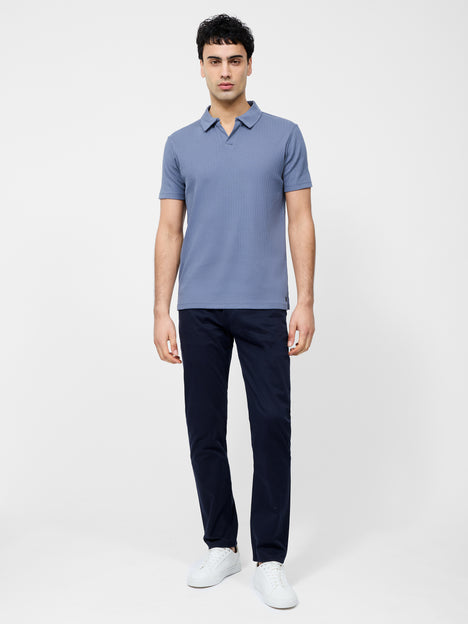 Variated Rib Short Sleeve Polo Shirt