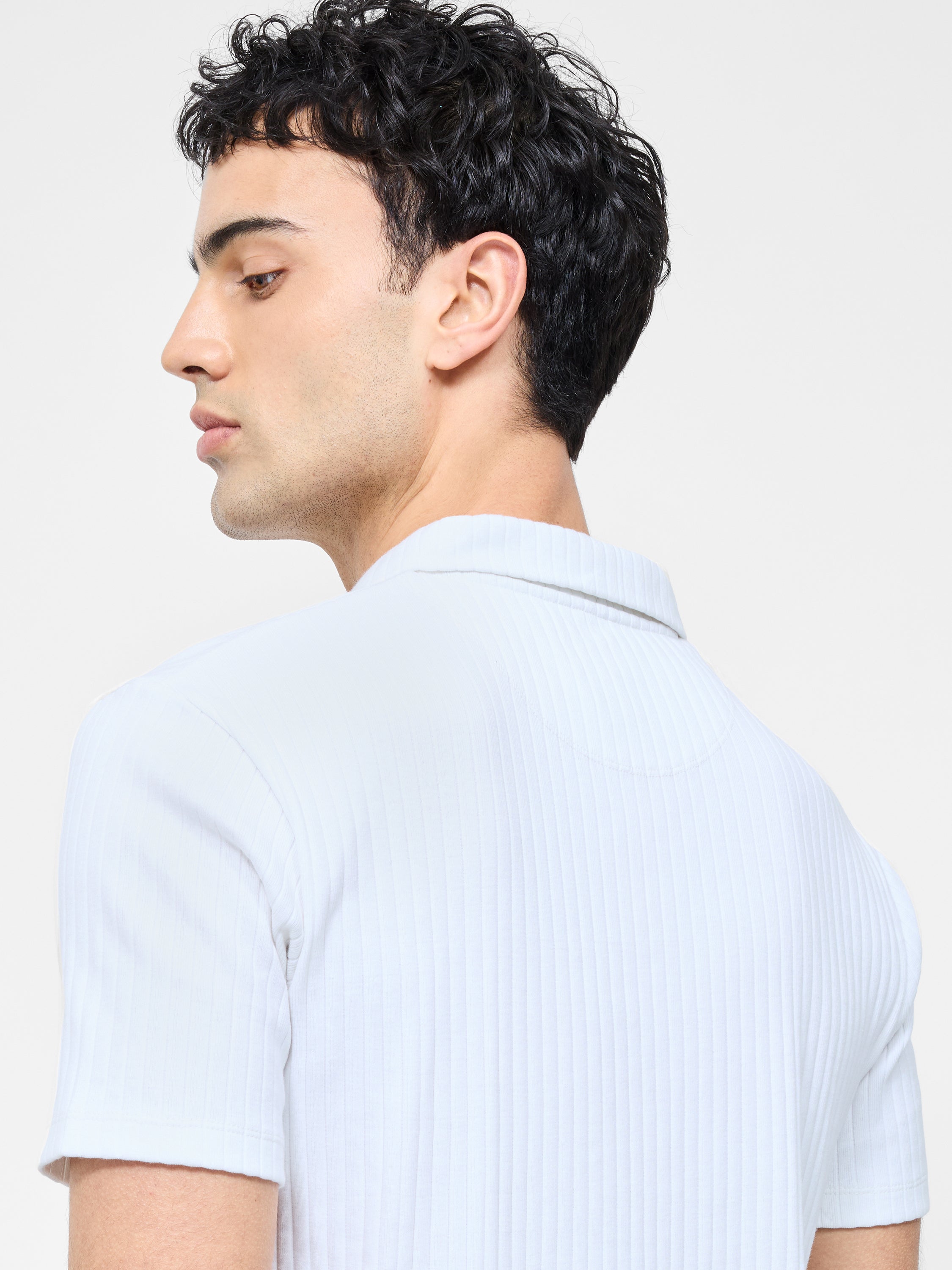 Variated Rib Short Sleeve Polo Shirt