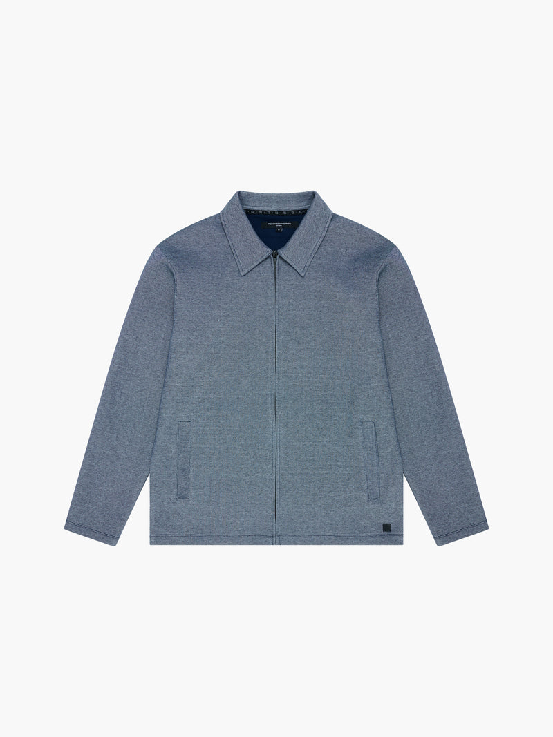 Long Sleeve Double Face Pique Zip Through Shirt