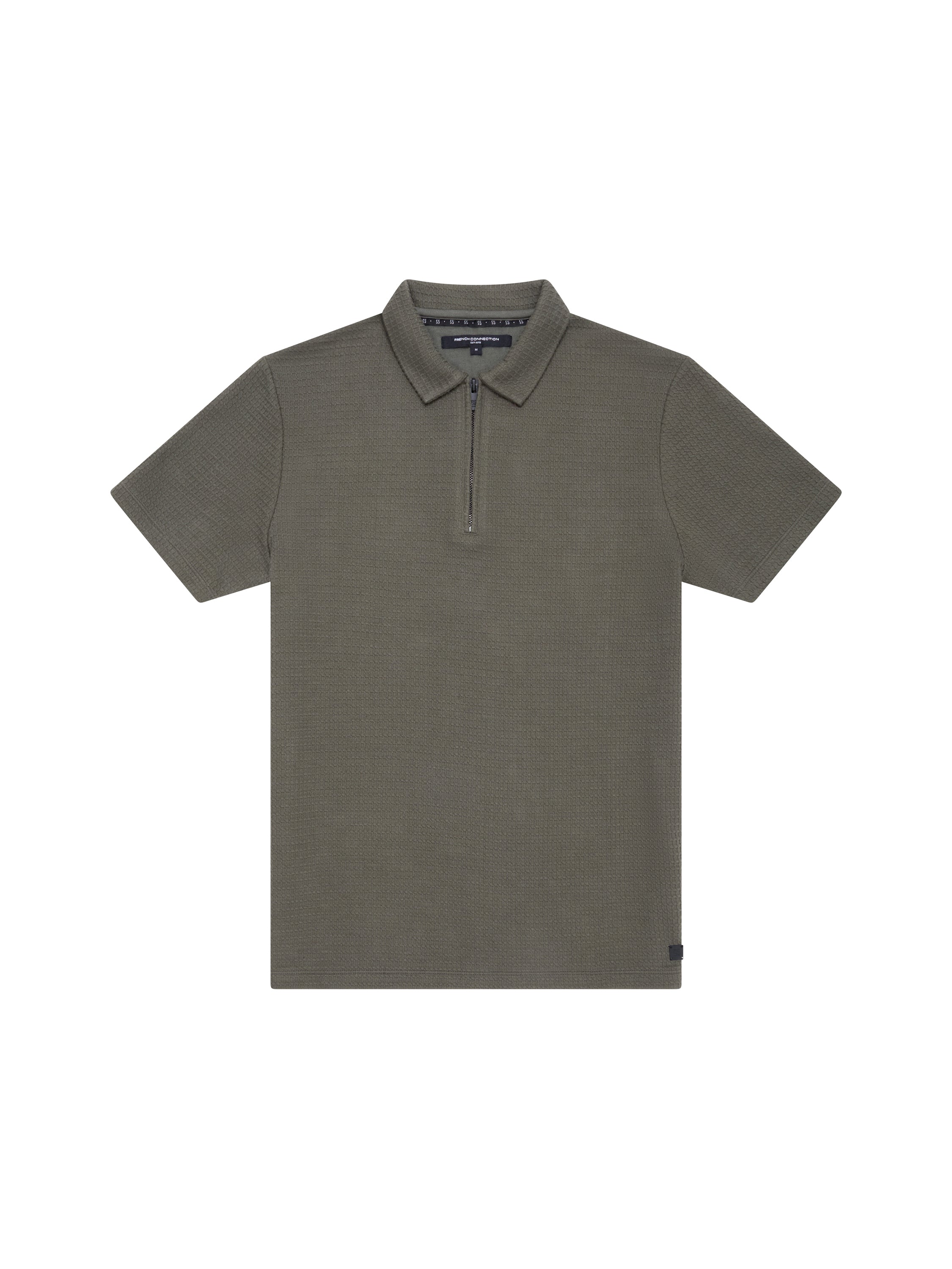 Jacquard Waffle Zip Polo Shirt