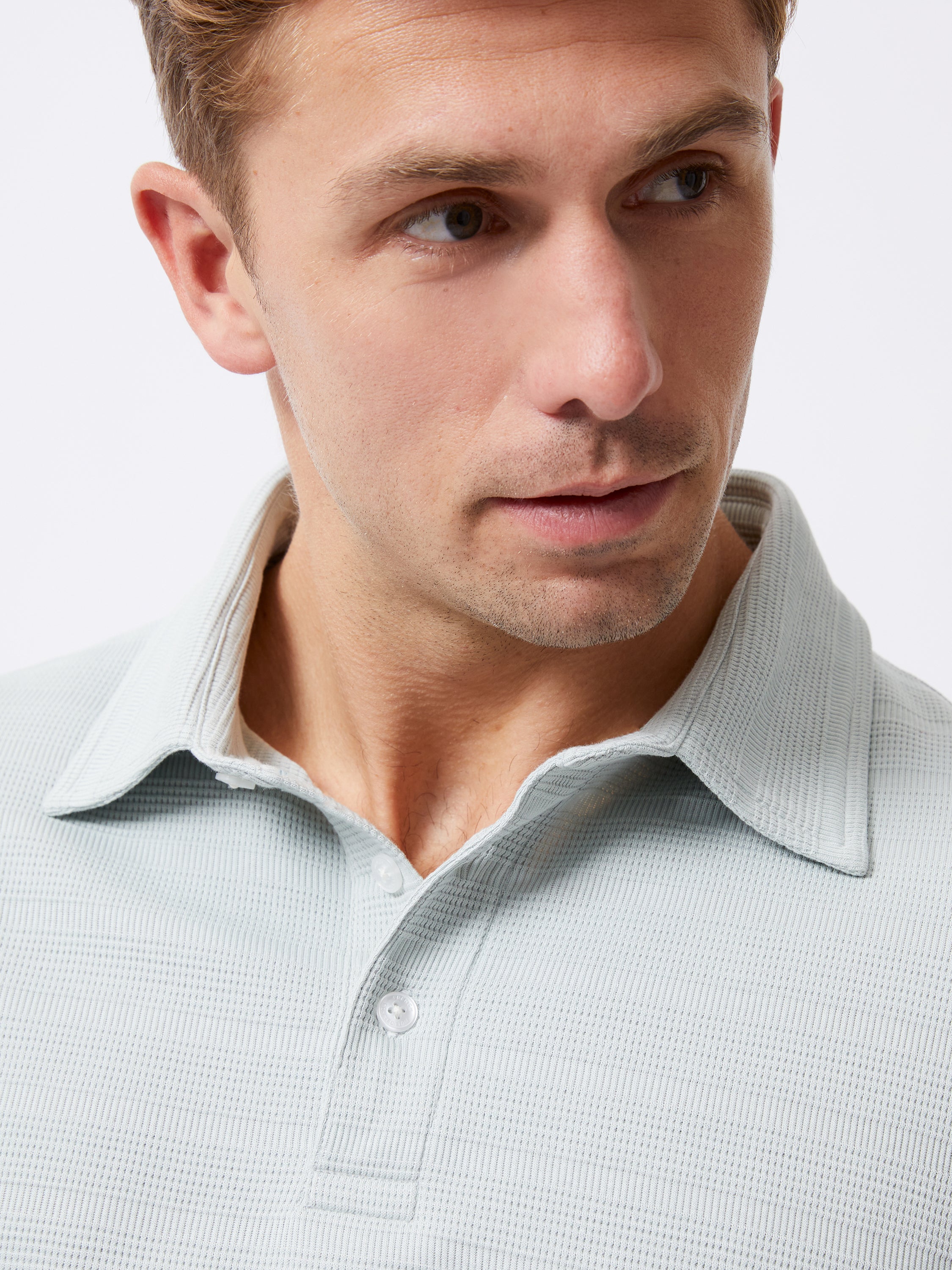 Textured Button Polo Shirt