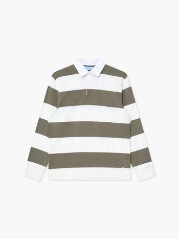 Stripe Rugby Polo Long Sleeve Shirt