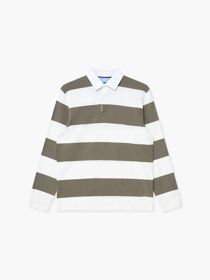 Stripe Rugby Polo Long Sleeve Shirt