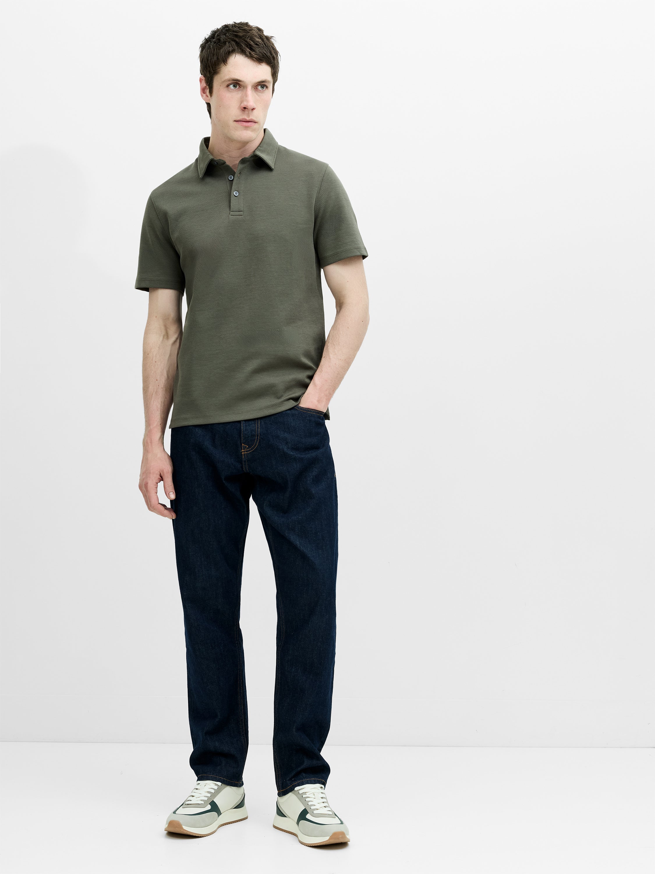 Short Sleeve Diagonal Stripe Polo Shirt