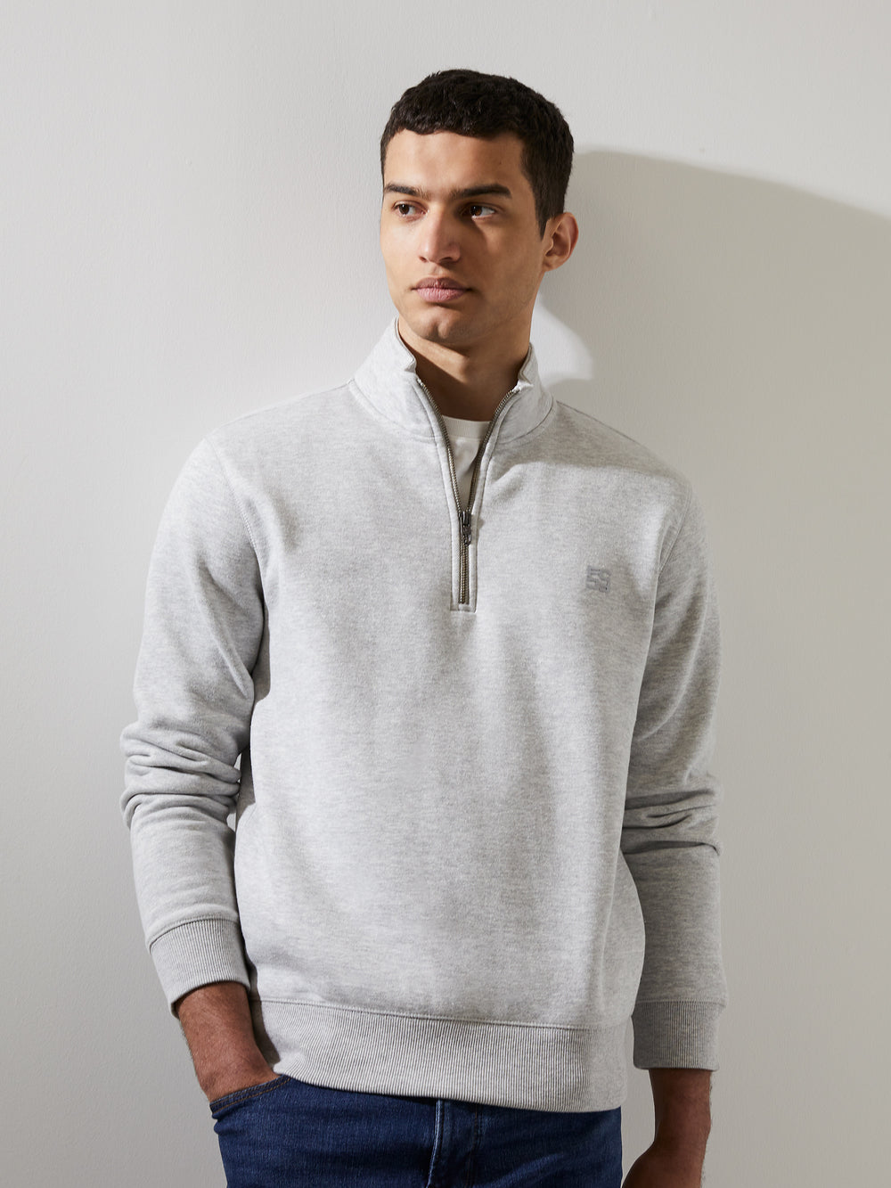 Gray half sales zip sweater