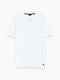 Short Sleeve Open Collar White Knit Polo Shirt