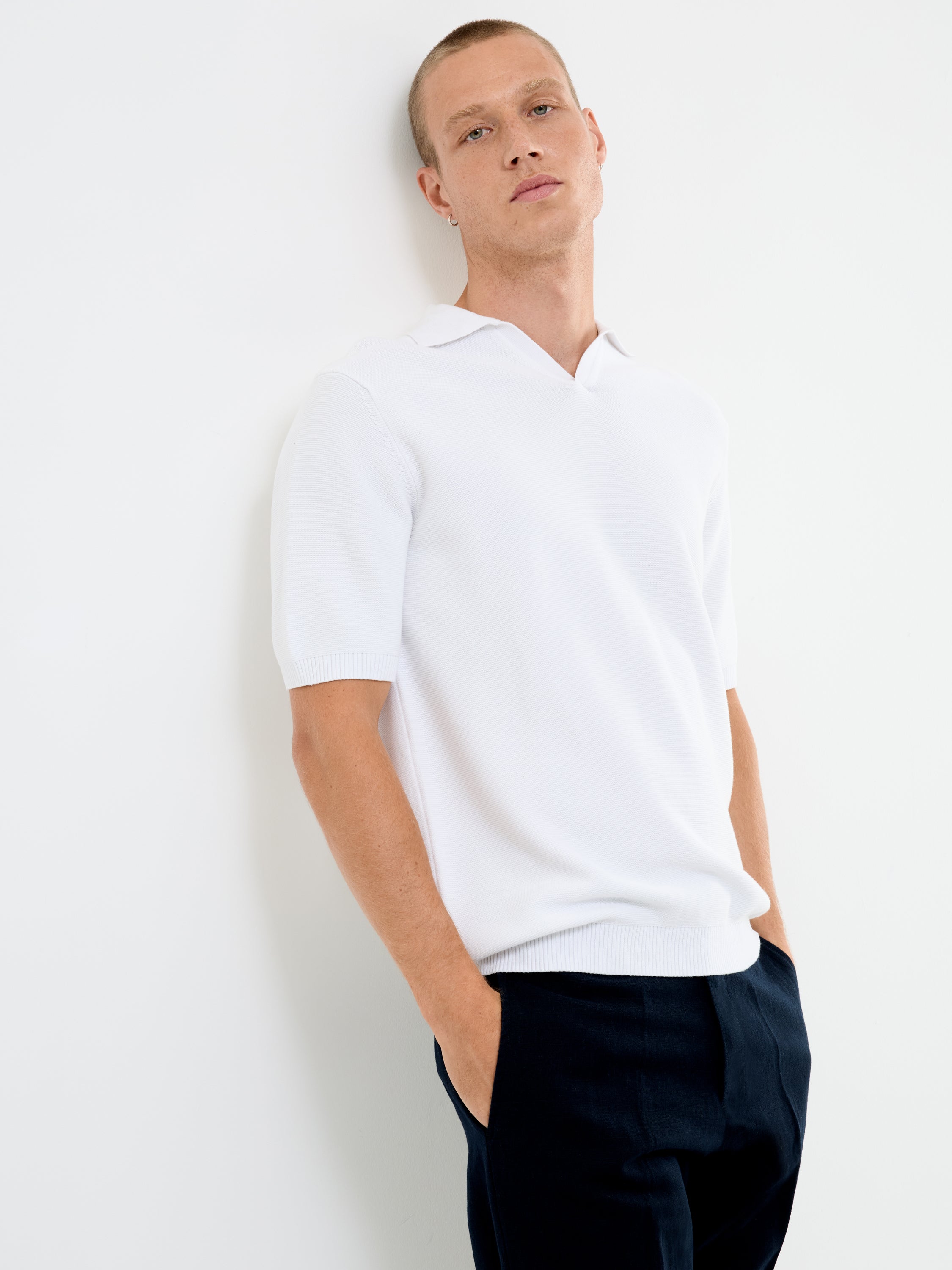 Short Sleeve Solid Trophy Knit Polo Shirt