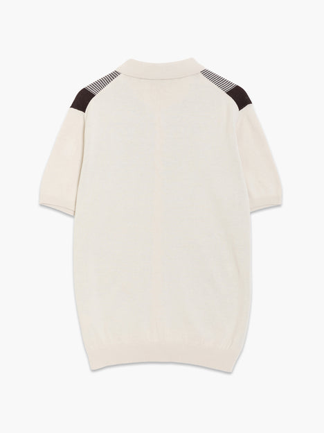 Short Sleeve Retro Stripe Knit Polo Shirt