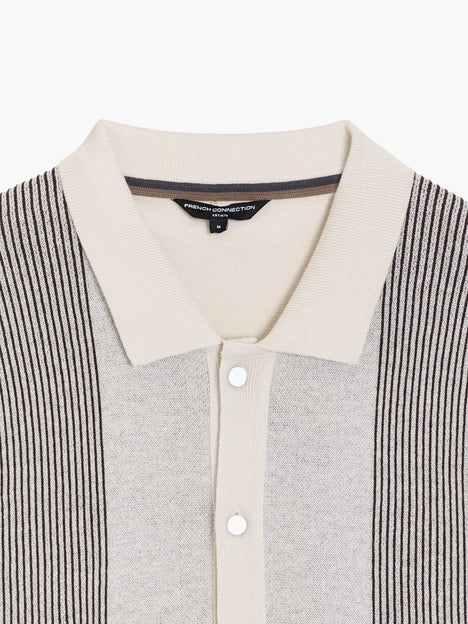 Short Sleeve Retro Stripe Knit Polo Shirt