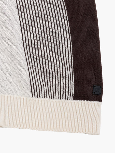 Short Sleeve Retro Stripe Knit Polo Shirt