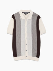 Short Sleeve Retro Stripe Knit Polo Shirt