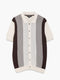 Short Sleeve Button-Down Striped Knit Polo Shirt