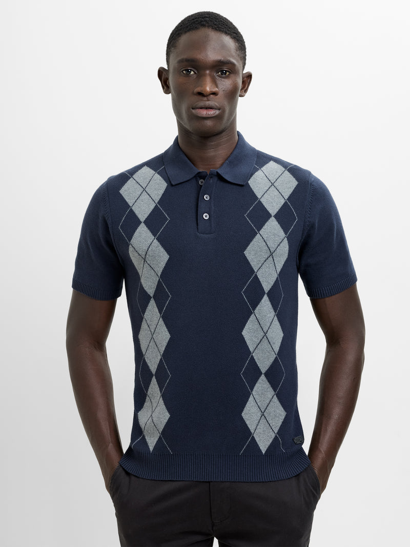 Short Sleeve Diamond Knit Polo Shirt