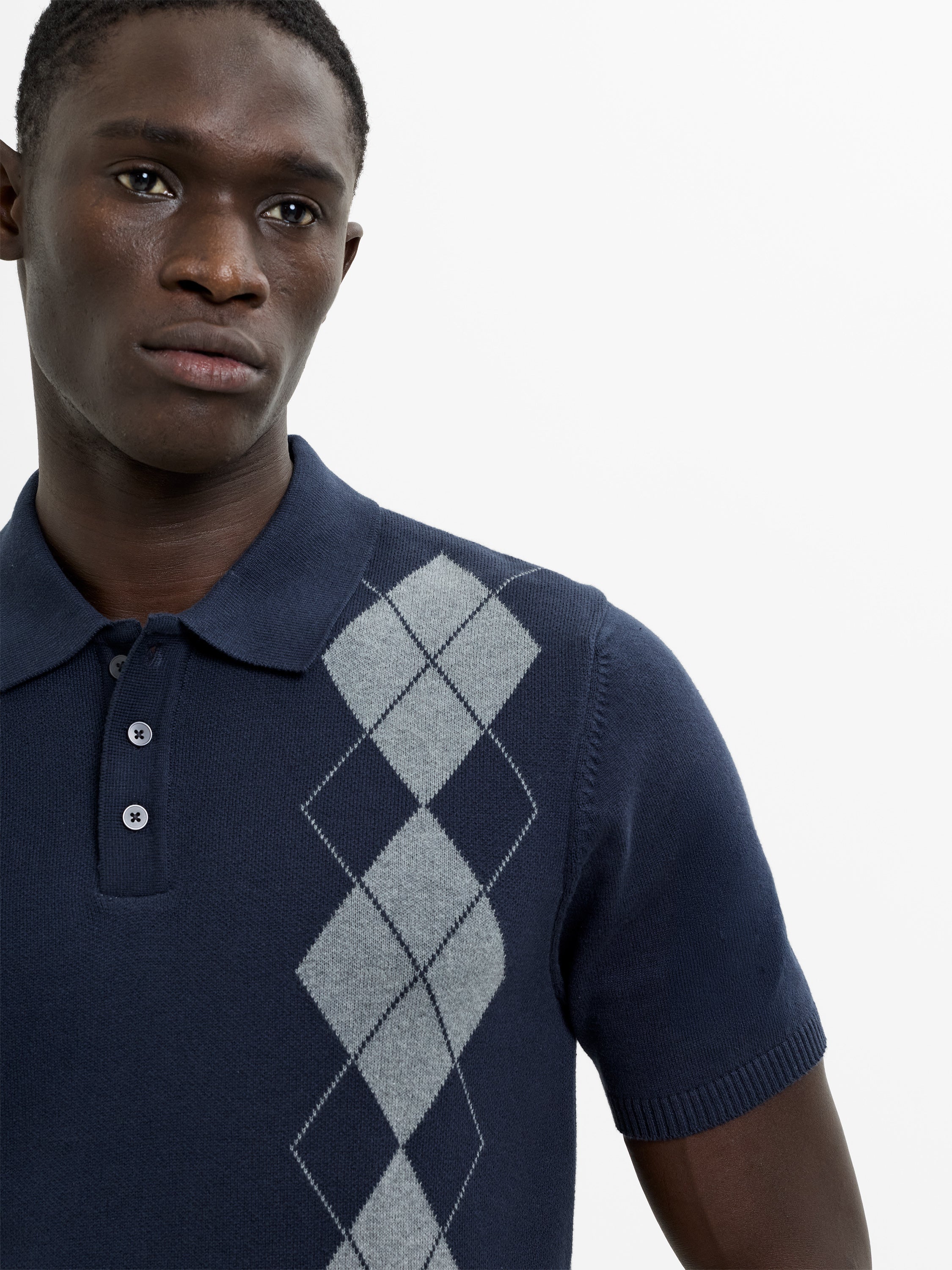 Short Sleeve Diamond Knit Polo Shirt