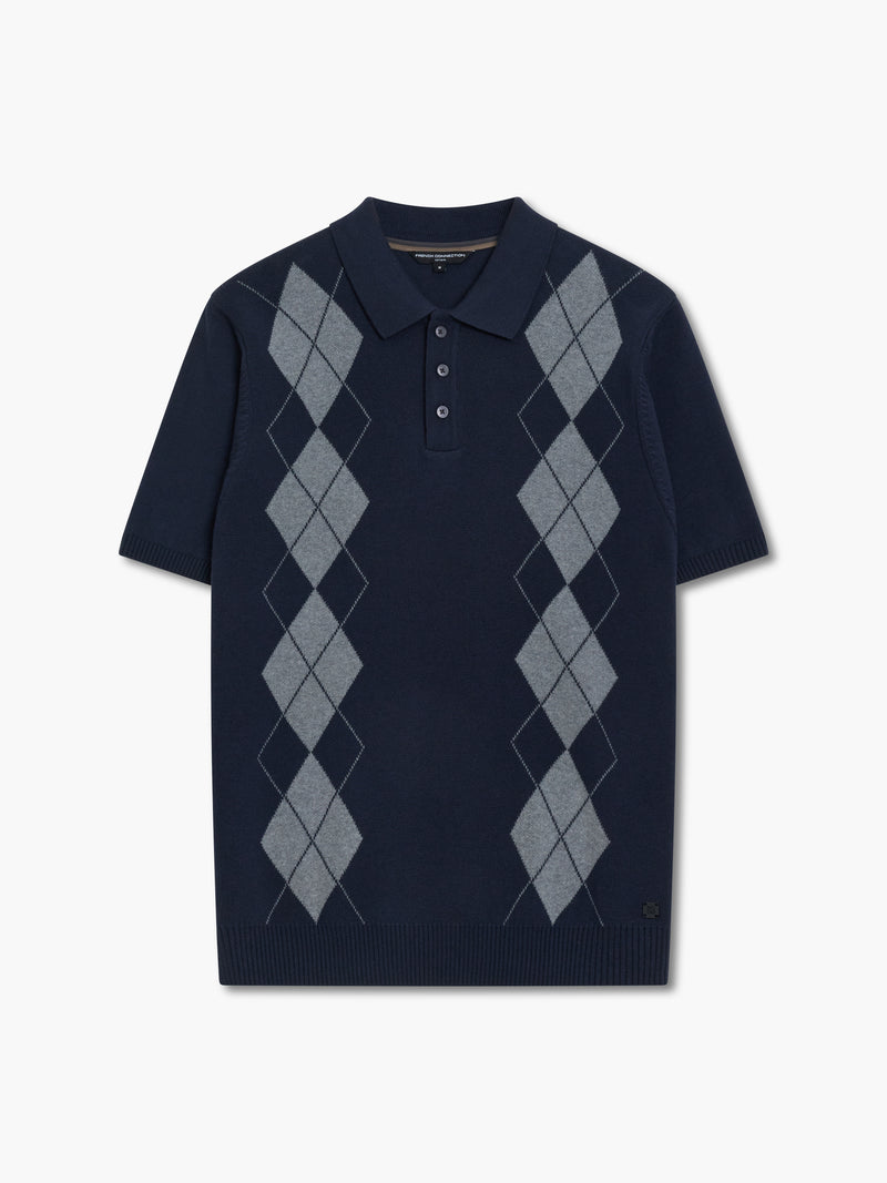 Short Sleeve Diamond Knit Polo Shirt