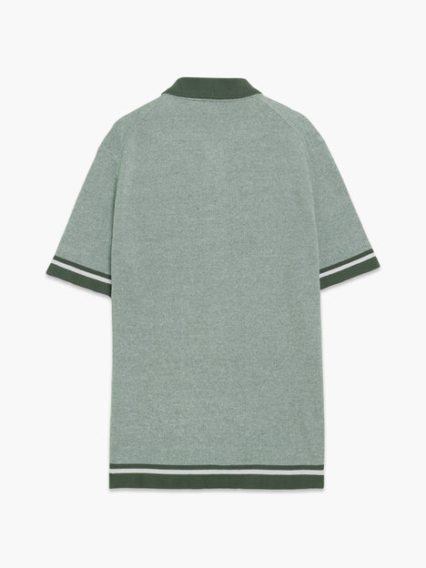 Short Sleeve Retro Tipped Knit Green Polo Shirt