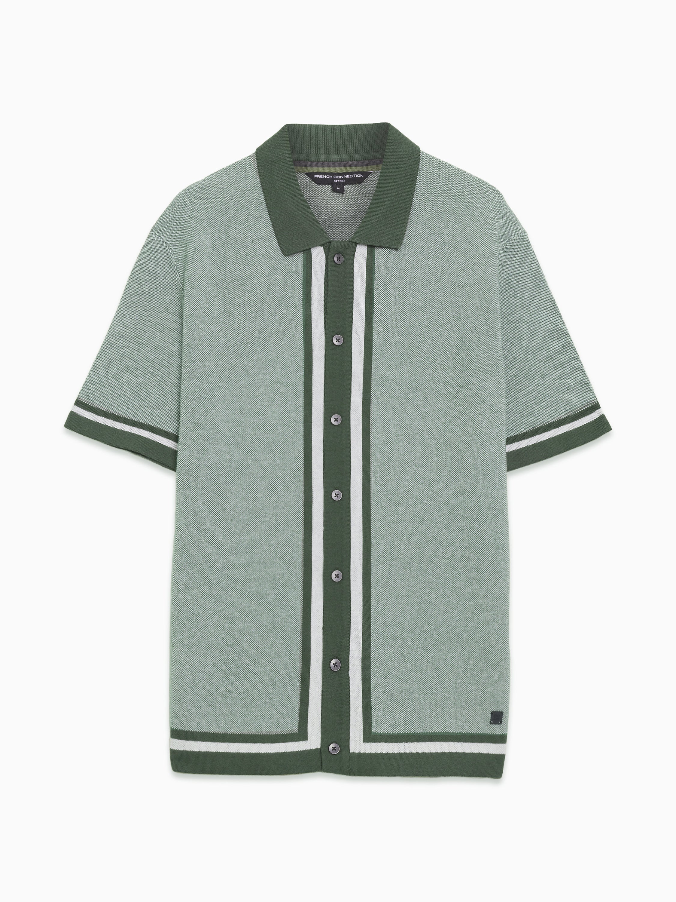 Short Sleeve Retro Tipped Knit Green Polo Shirt