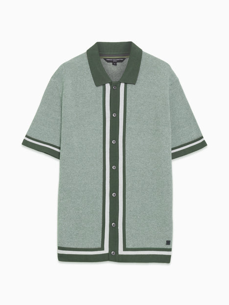 Short Sleeve Retro Tipped Knit Green Polo Shirt