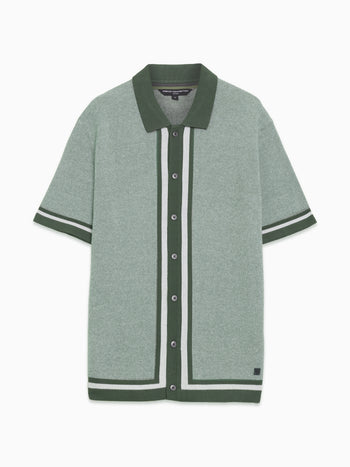 Short Sleeve Retro Tipped Knit Green Polo Shirt