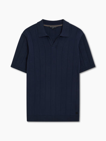 Short Sleeve Trophy Knit Navy Polo Shirt