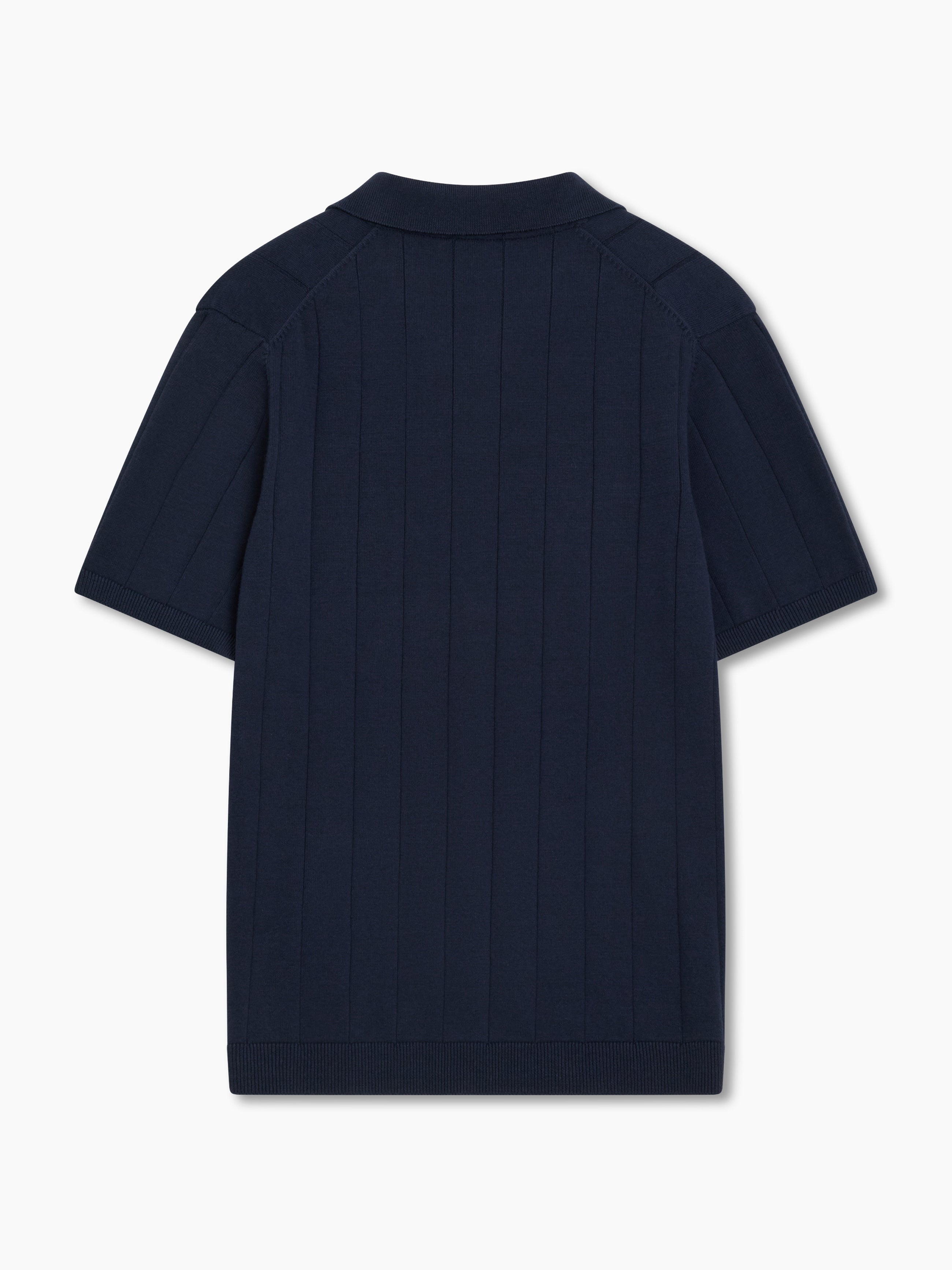 Short Sleeve Trophy Knit Navy Polo Shirt