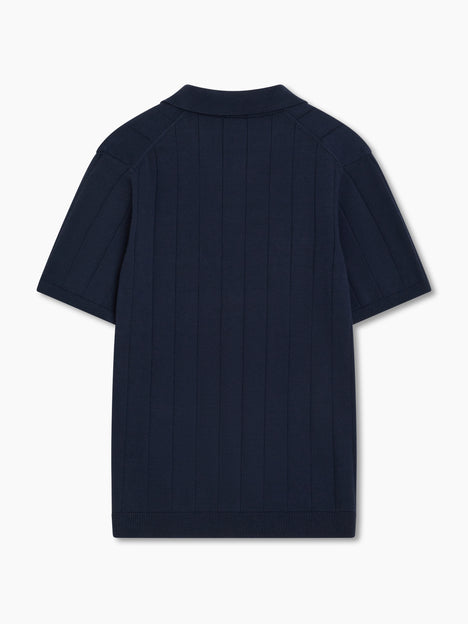 Short Sleeve Trophy Knit Navy Polo Shirt