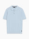 Short Sleeve Light Blue Textured Knit Polo Shirt