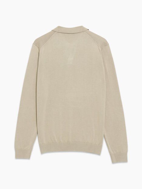 Open Collar Long Sleeve Stone Knit Top