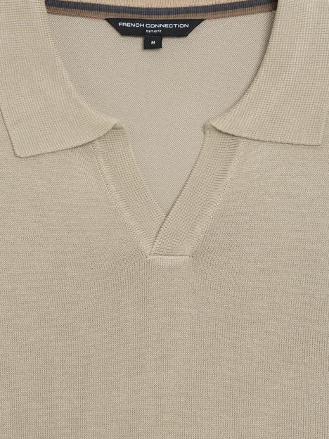 Open Collar Long Sleeve Stone Knit Top