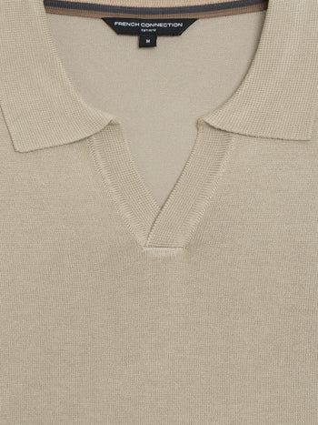 Open Collar Long Sleeve Stone Knit Top