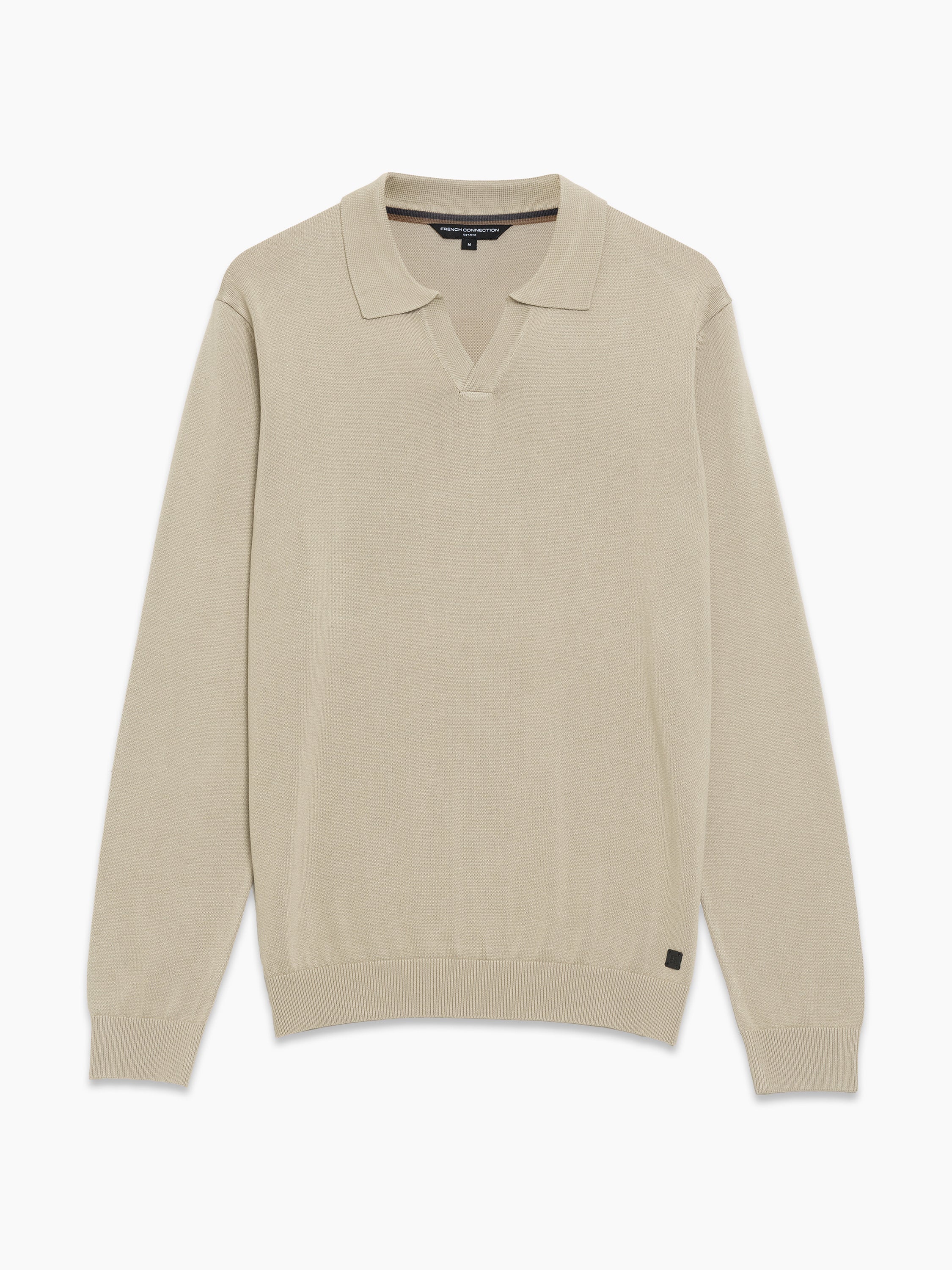 Open Collar Long Sleeve Stone Knit Top