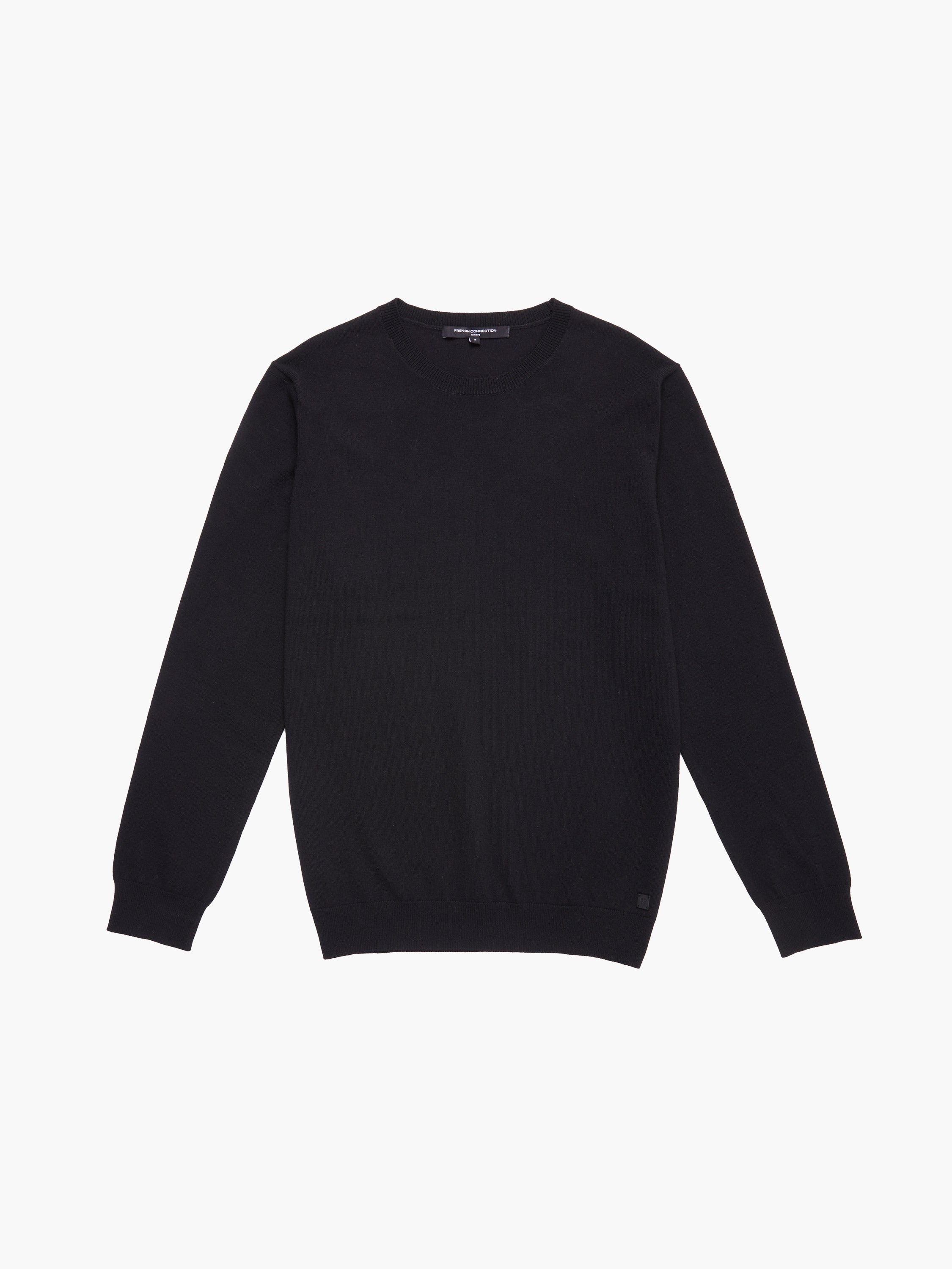 black crew neck knitted jumper