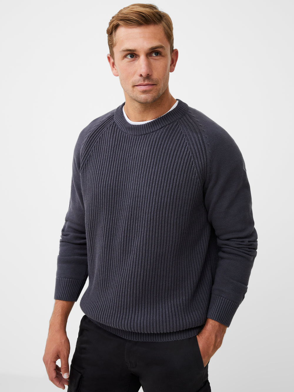 Ribbed Raglan Jumper Forged Iron | French Connection UK