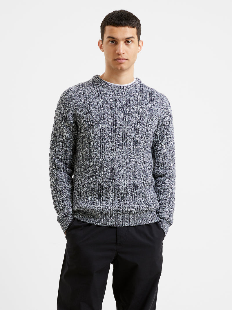 Cable Knit Crew Neck Jumper Dark Navy Twist | French Connection UK