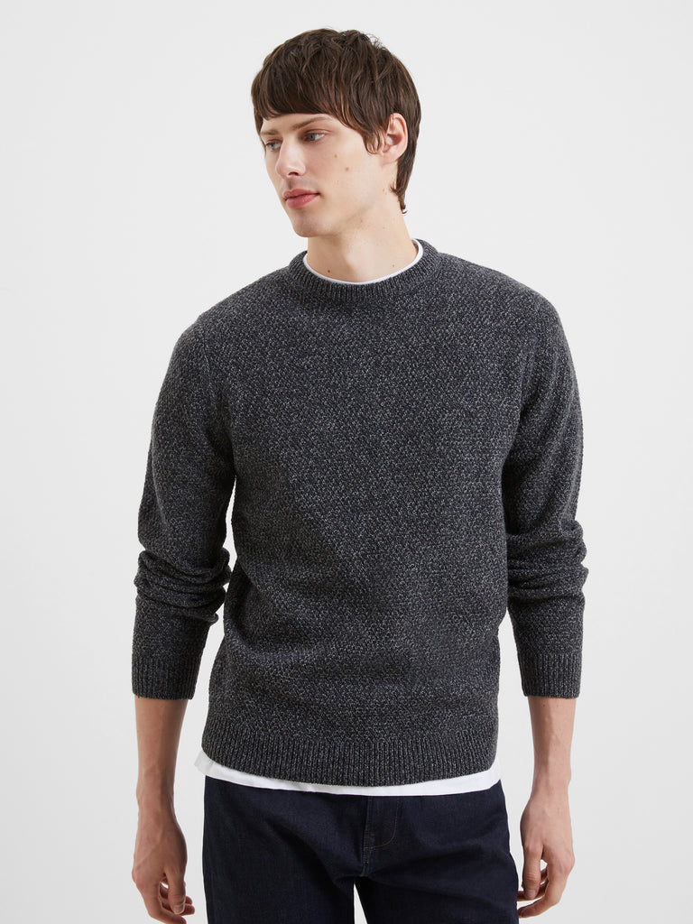 Moss Knit Crew Neck Jumper Dark Navy/Charcoal | French Connection UK