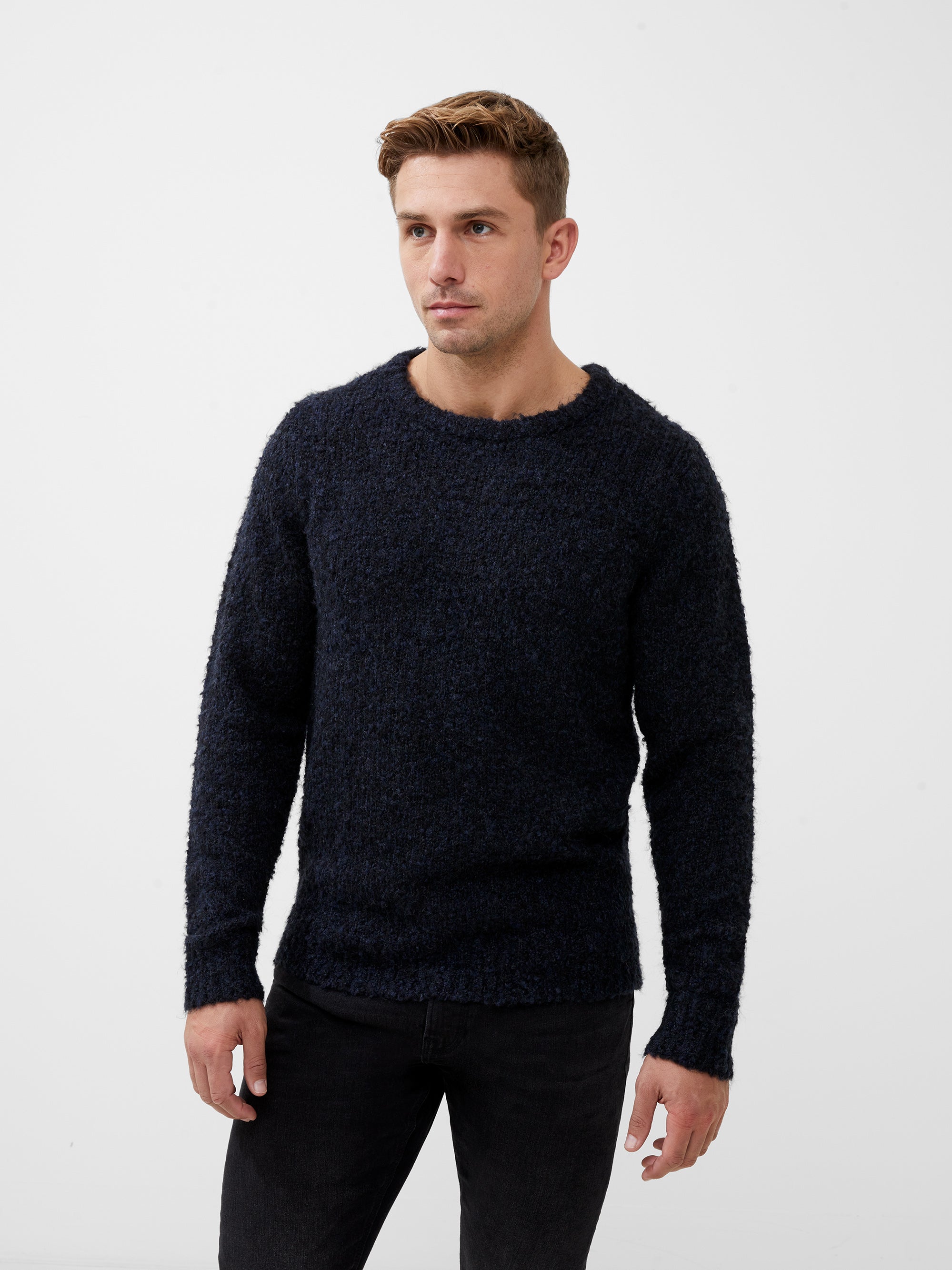 Twisted Boucle Crew Neck Jumper Dark Navy | French Connection UK