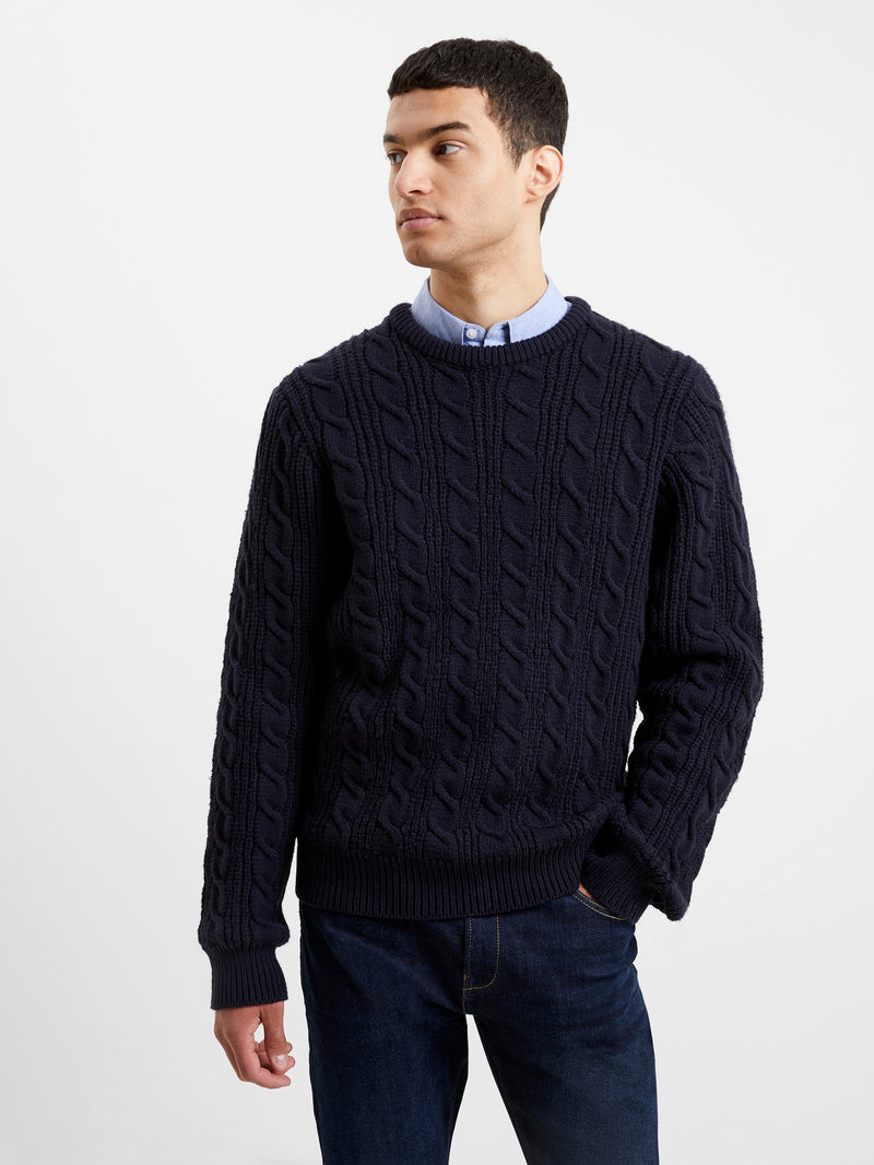 Soft Cable Knit Crew Neck Jumper Dark Navy | French Connection UK