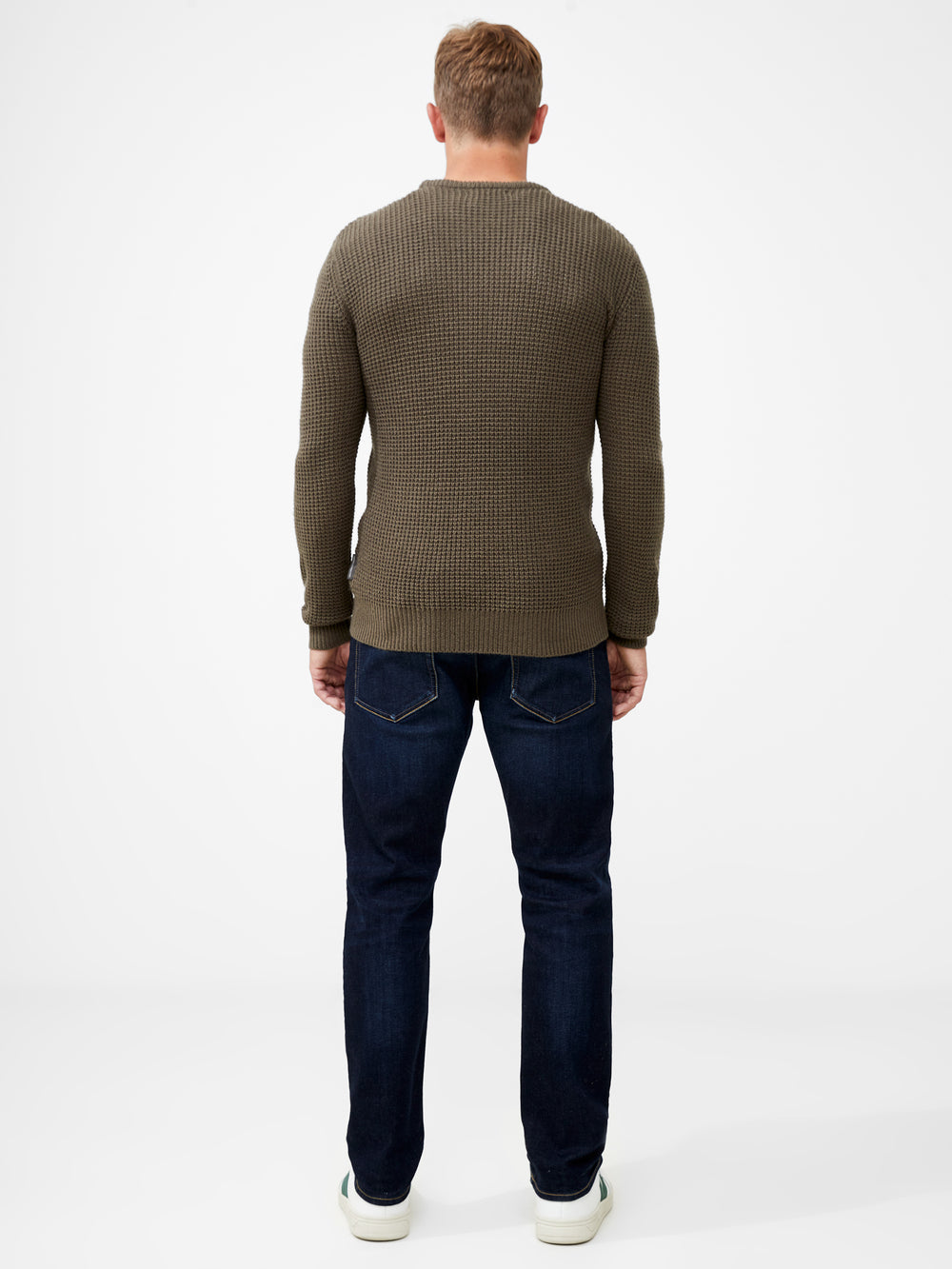 Waffle Knit Crew Neck Jumper KHAKI French Connection UK