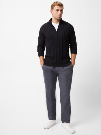 Half Zip Ribbed Knit Jumper