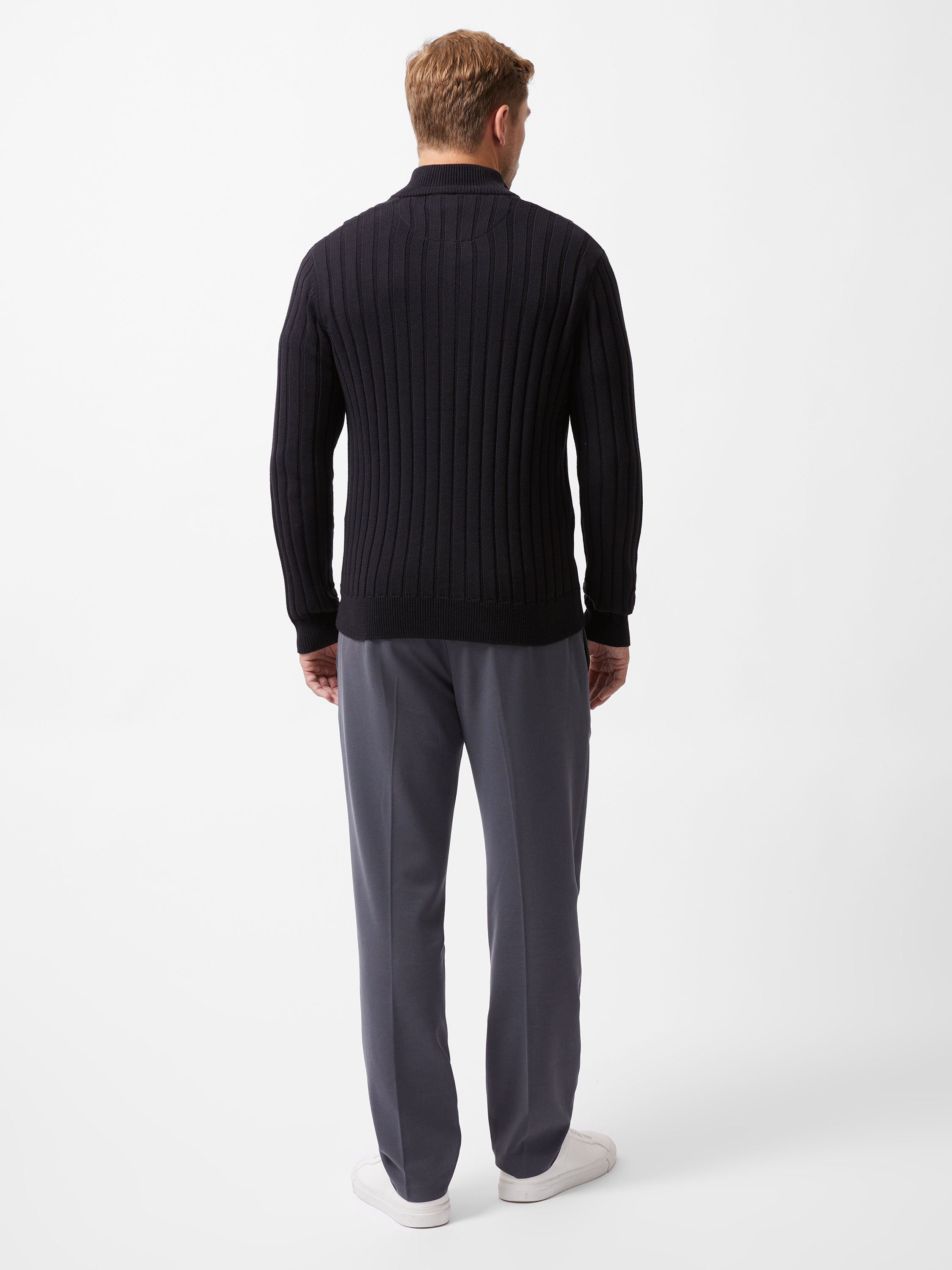 Half Zip Ribbed Knit Jumper