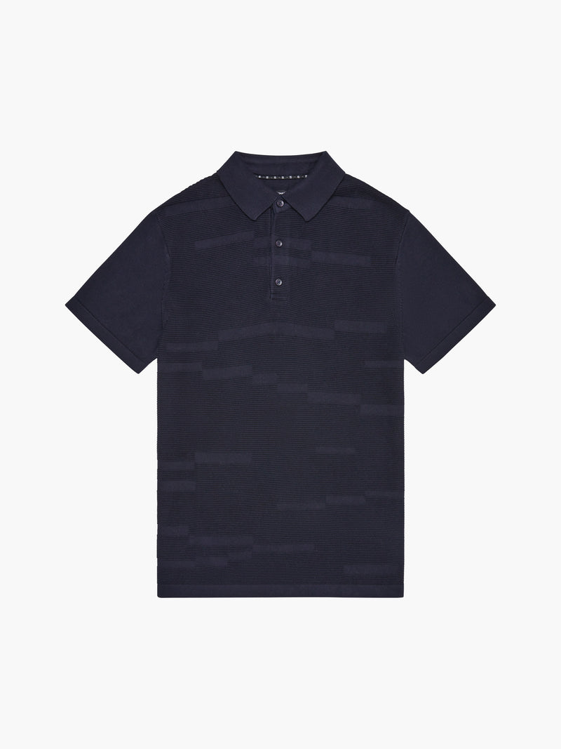 Textured Jacquard Block Polo Shirt