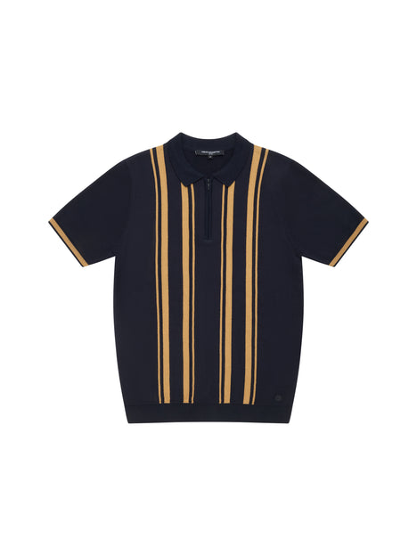 Colour Striped Zip Polo Shirt