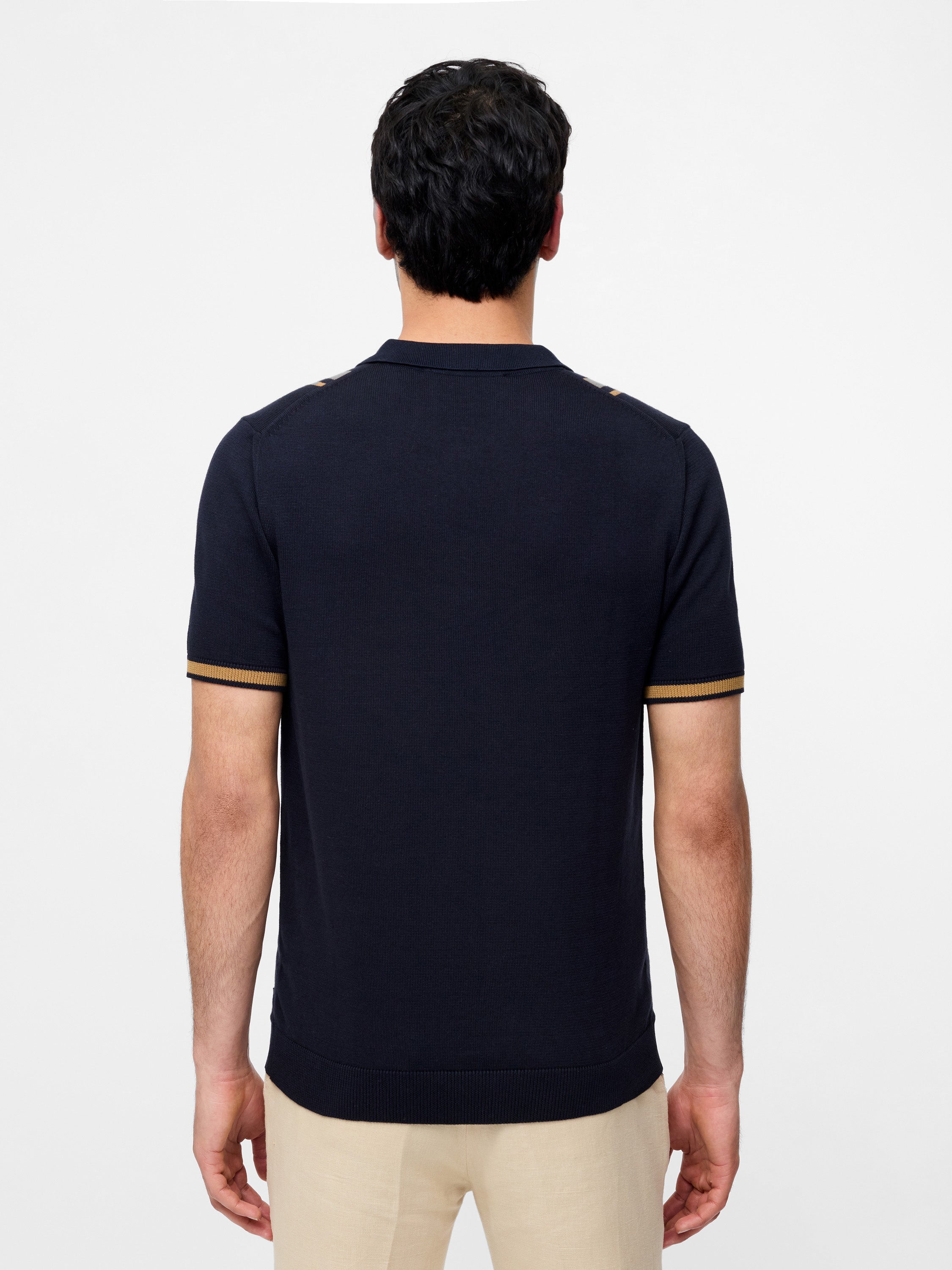 Colour Striped Zip Polo Shirt