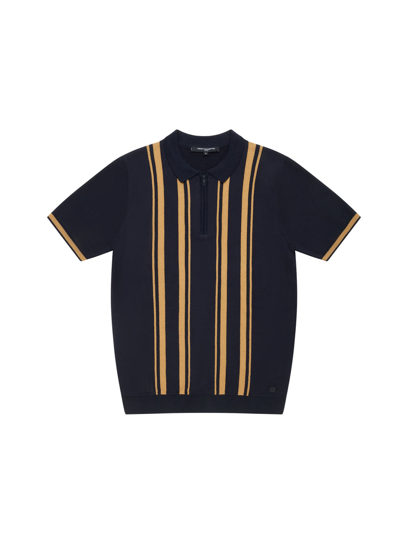 Colour Striped Zip Polo Shirt