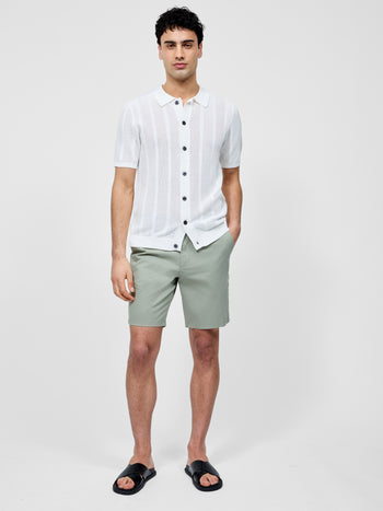 Button Down Bias Textured Short Sleeve Shirt