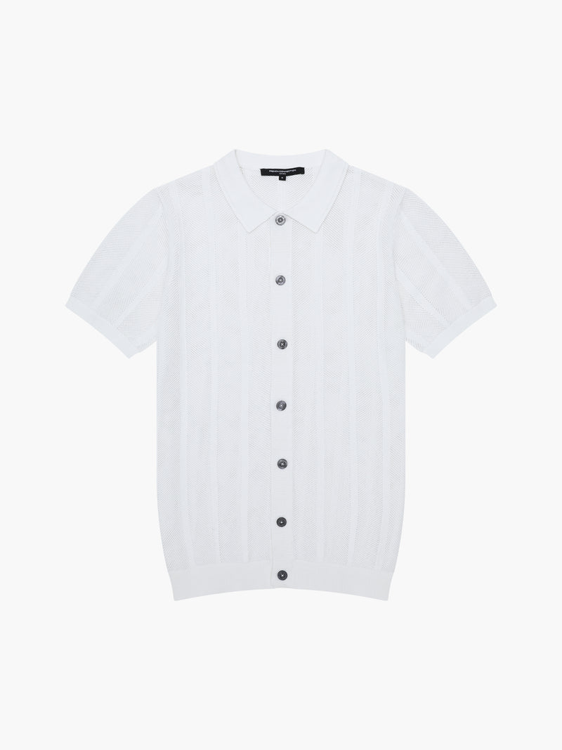 Button Down Bias Textured Short Sleeve Shirt