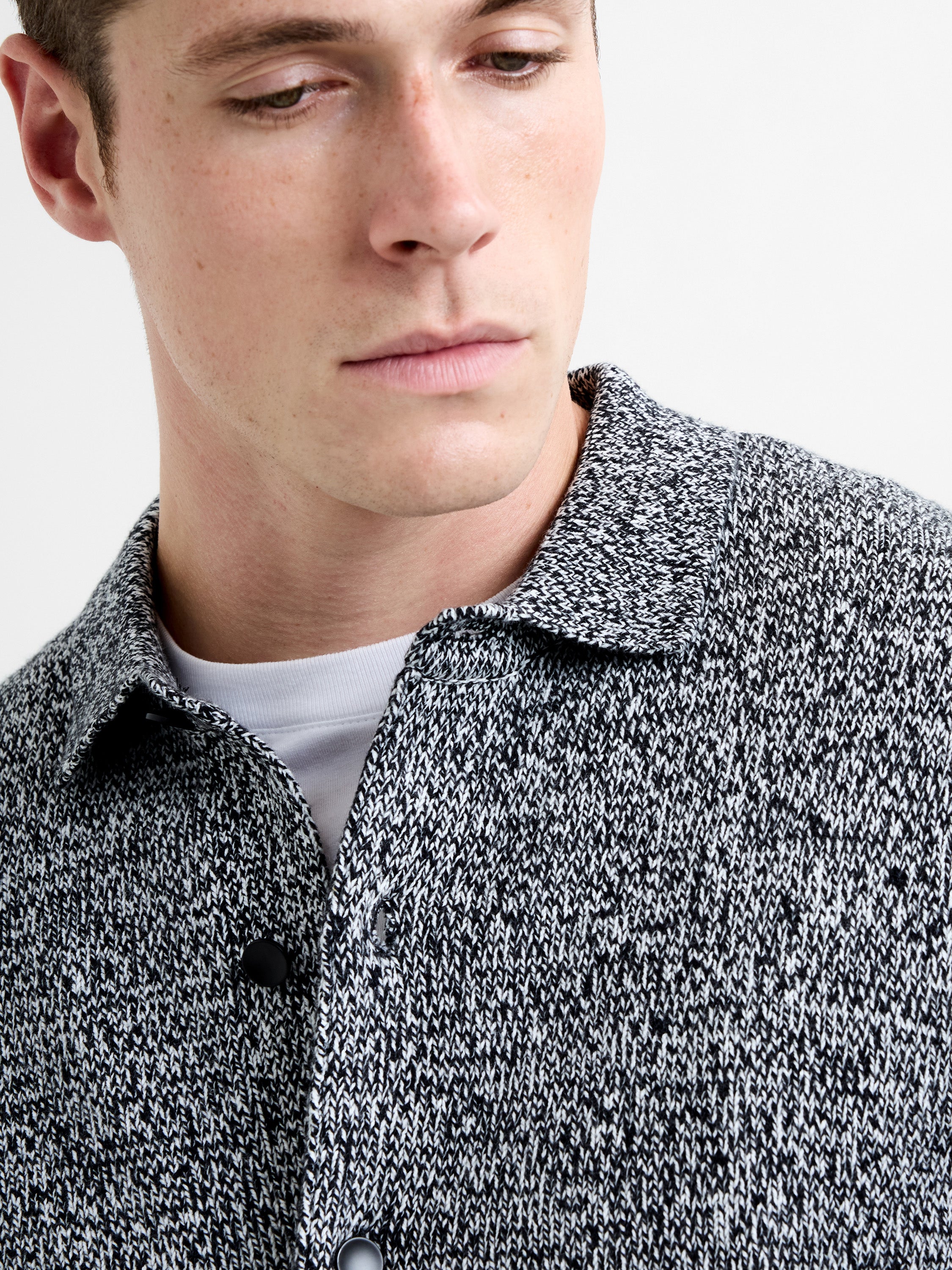 Long Sleeve Melange Knitted Shirt