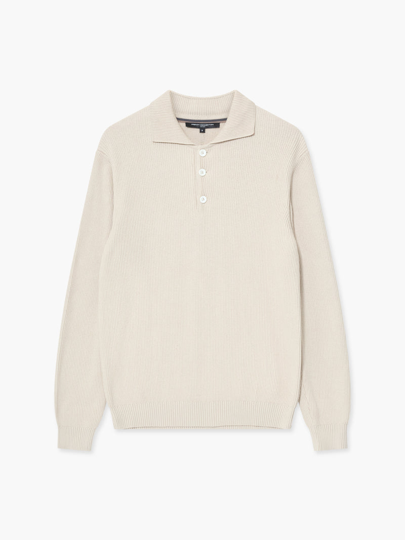 Heavy Knitted Long Sleeve Polo Jumper