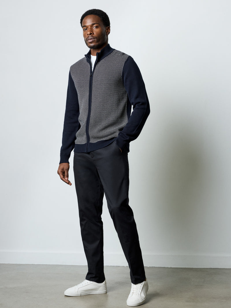 Birdseye Long Sleeve Zip Through Jumper