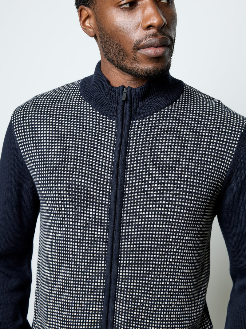 Birdseye Long Sleeve Zip Through Jumper